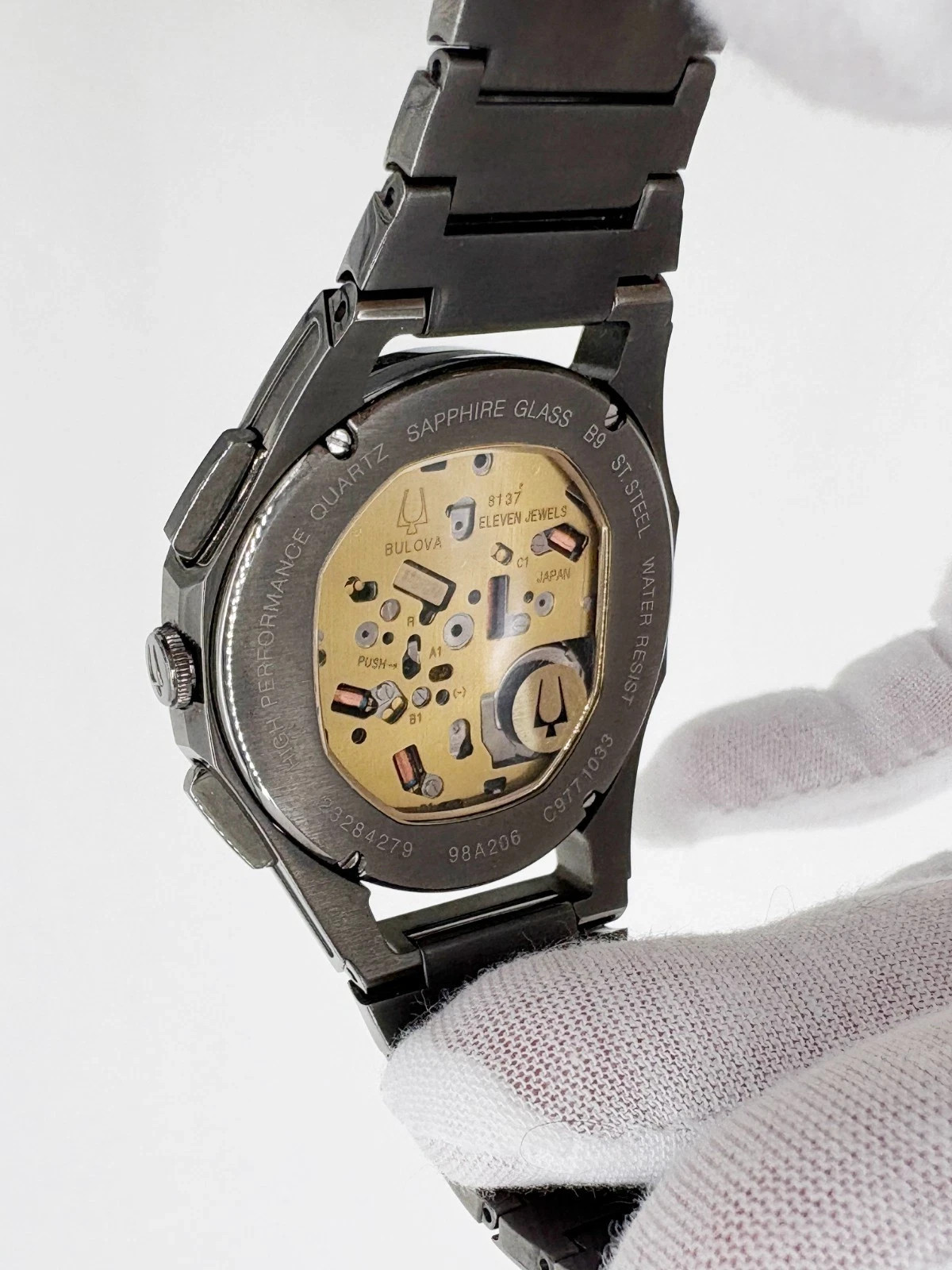 Bulova CURV 98A206 Chronograph Watch Warm Grey IP Sapphire Crystal With Box