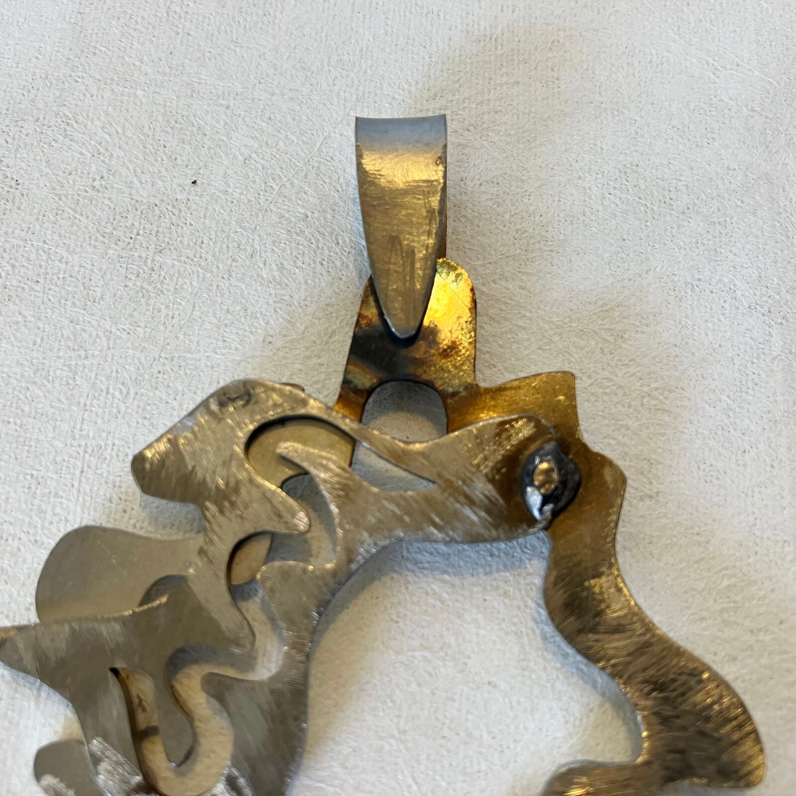 Open Free Form Pendant One Of A Kind Stainless Steel Unique Handmade Chunky New