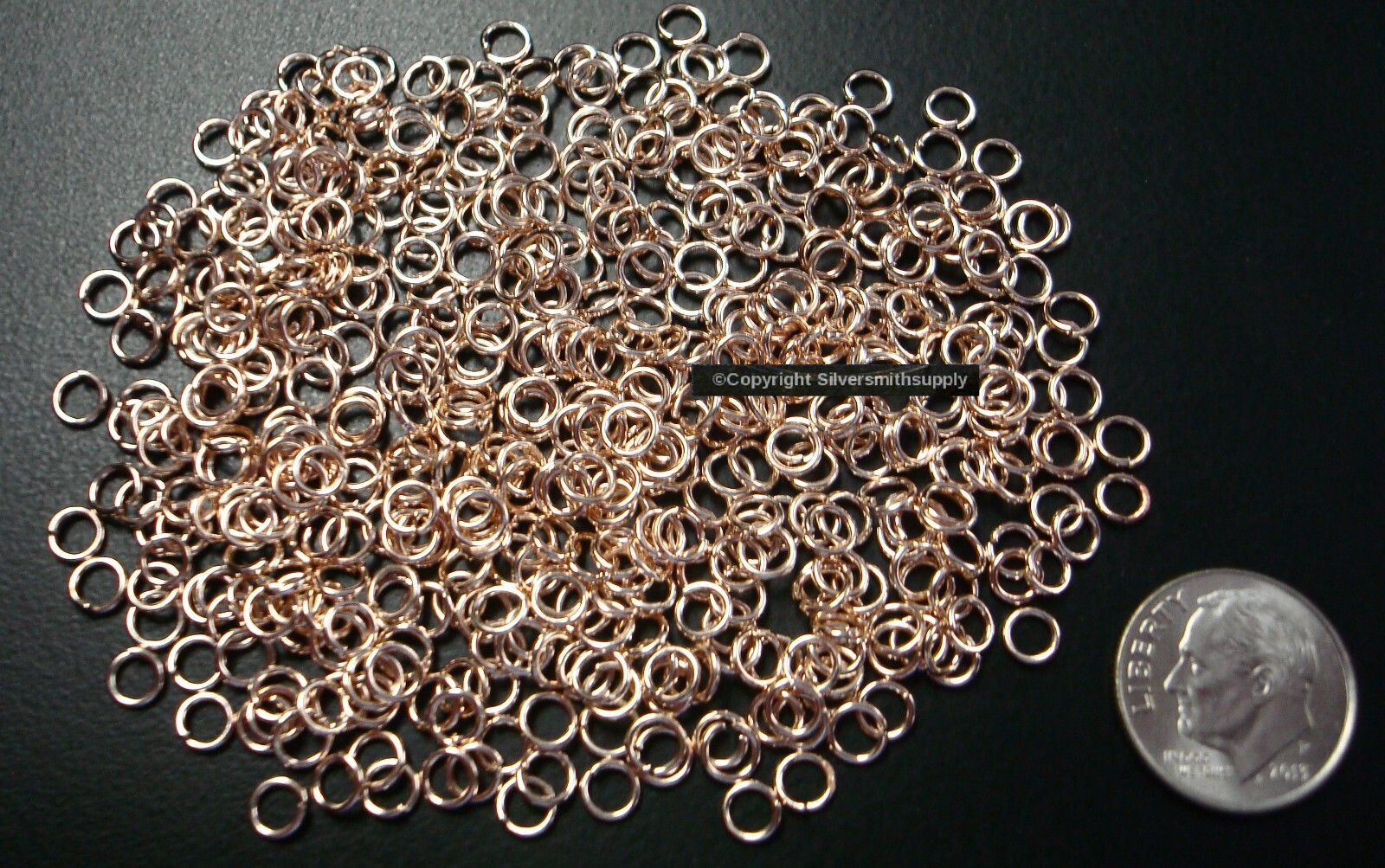 JUMP RINGS Lt Rose gold plated open 4mm dia. round wire 20 ga 500 pcs FPJ093