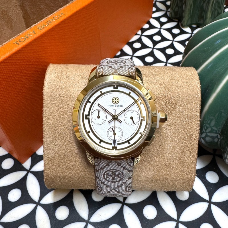 NEW TORY BURCH T MONOGRAM CHRONOGRAPH WATCH TBW1050