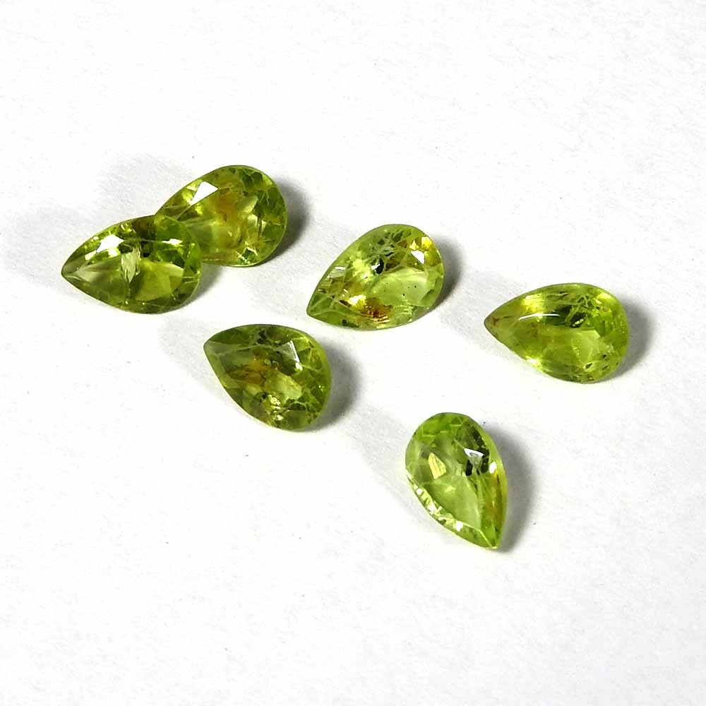 4.10Cts100%Natural Green Cut Peridot Pear Cabochon Loose Gemstone.lot