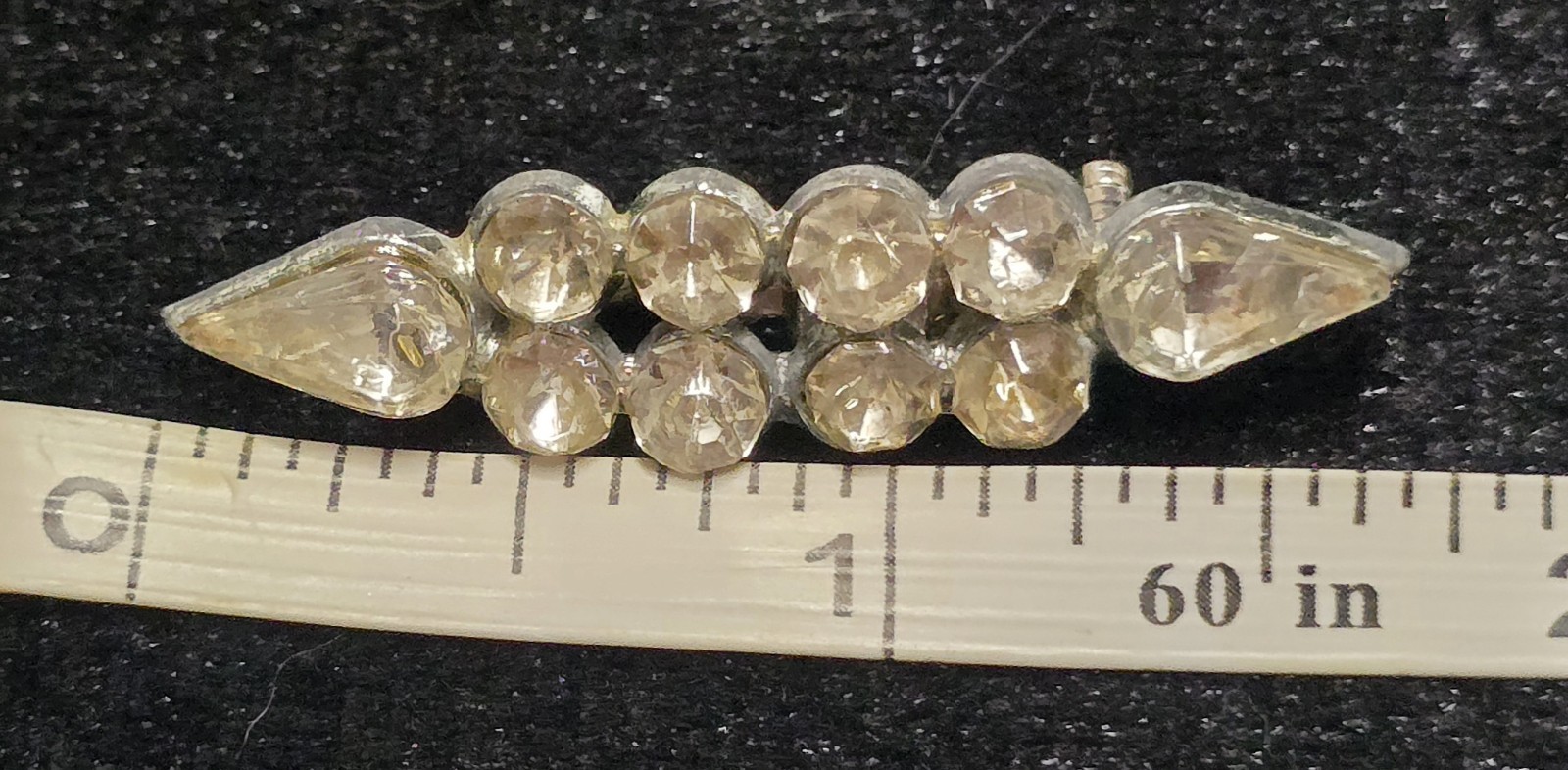 Classy Pretty Vintage 1940’s Deco Rhinestone Unique Bar Brooch Pin Not Signed