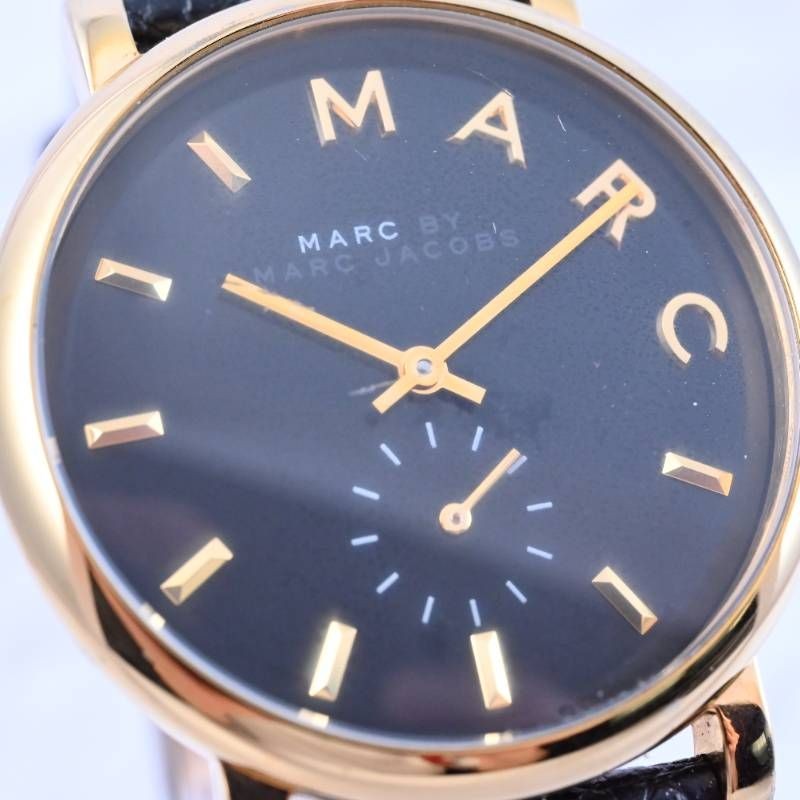 New Belt Replaced MARC BY MARC JACOBS Baker Ladies Watch Gold x Black Dial Small