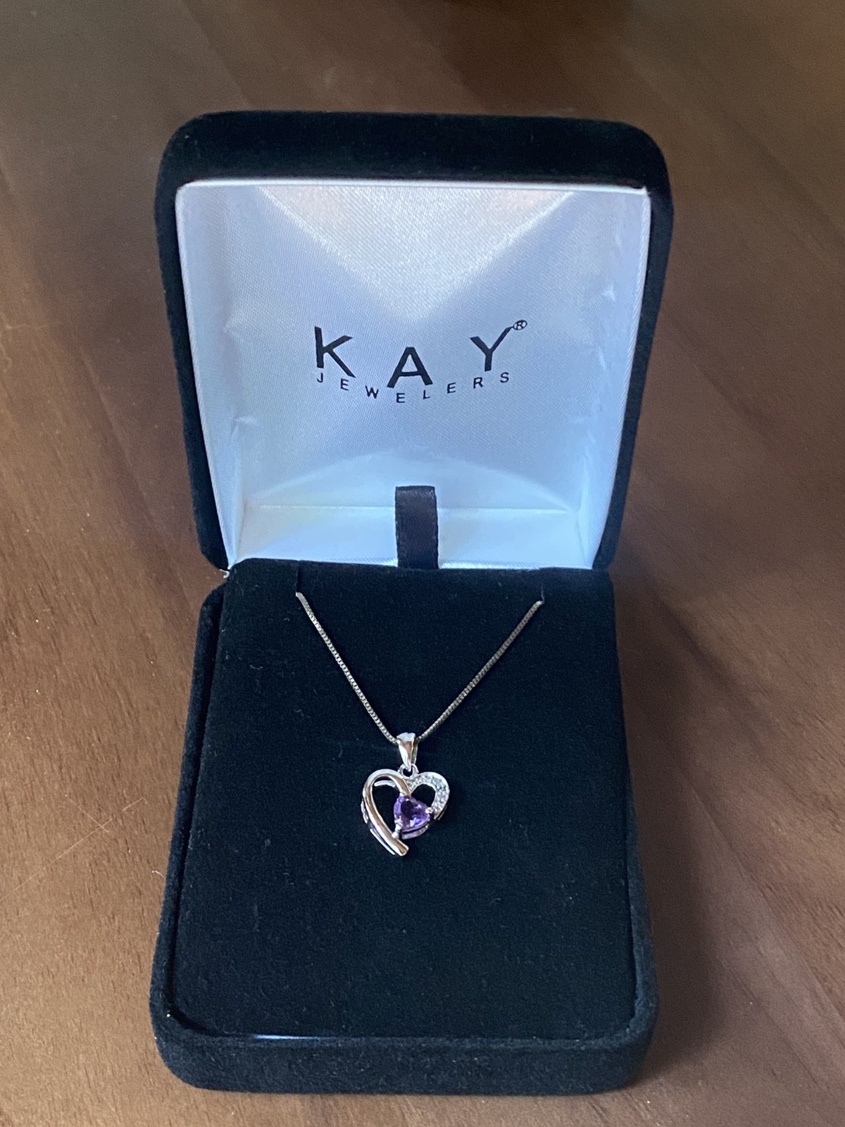Kay Jewelers Silver Necklace with Purple Heart Gem