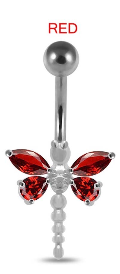 14G 3/8 DRAGONFLY BELLY RING NAVEL BUTTON PIERCING JEWELRY
