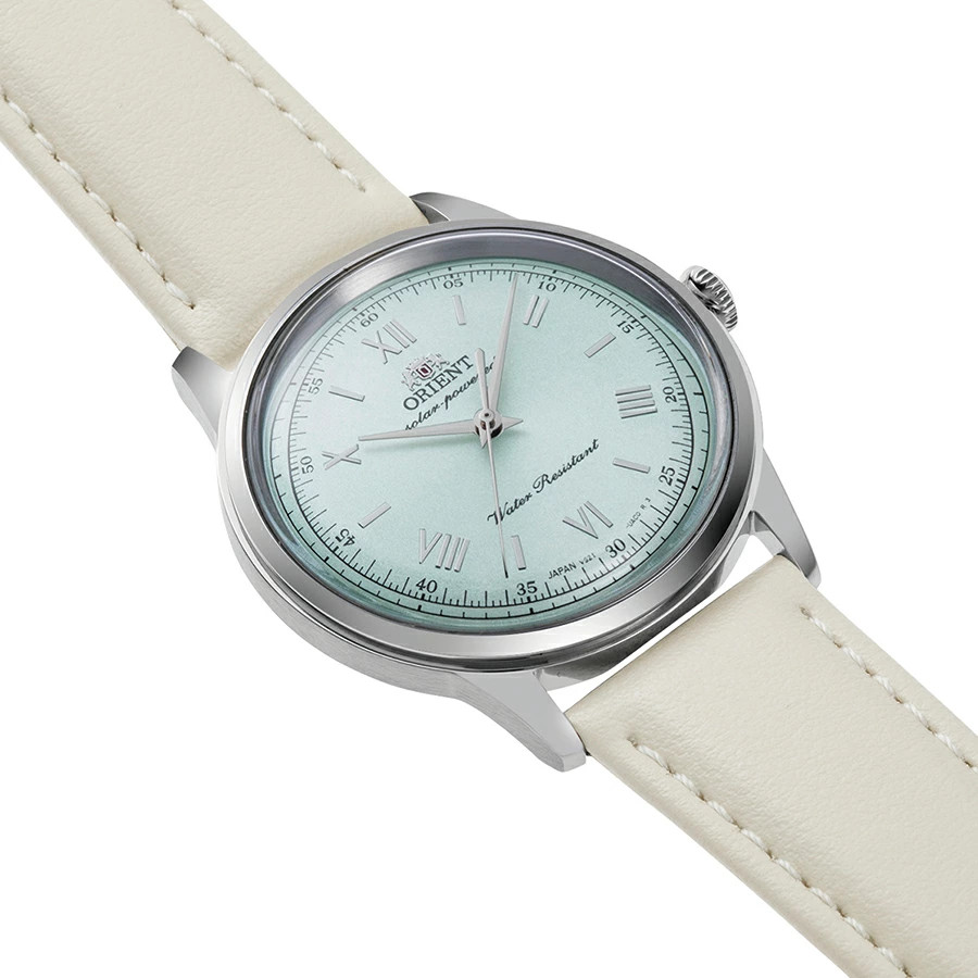 Orient RN-WK0002E Bambino 38 Solar Men Watch Pale Green Dial Ivory Band Japan