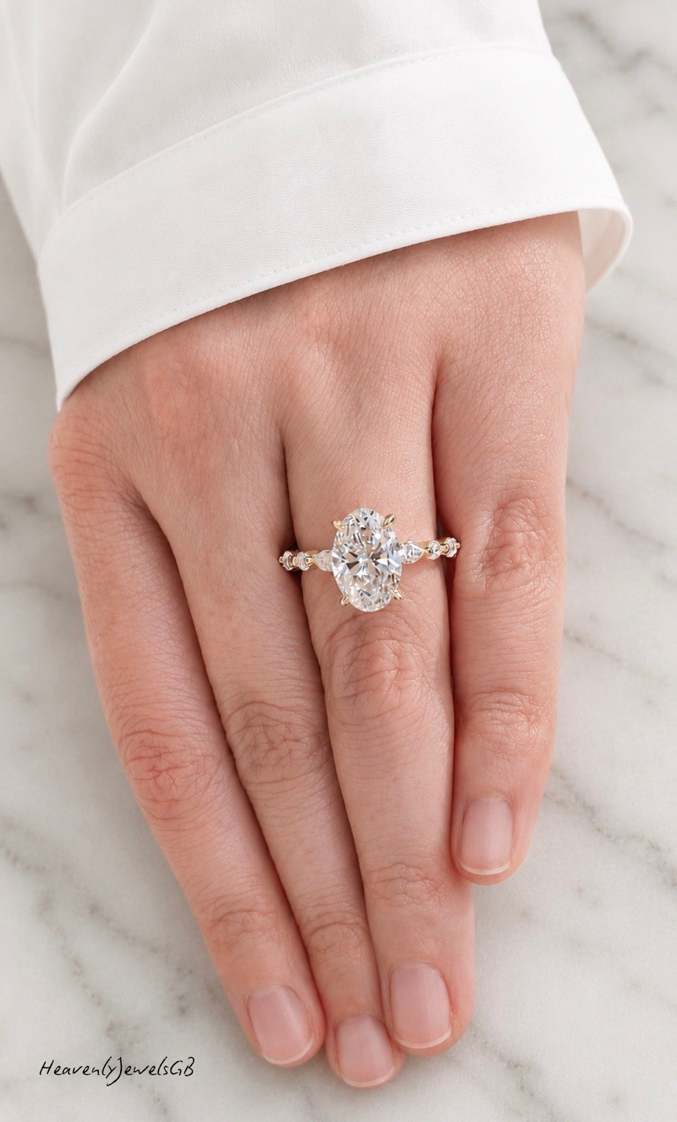 18k Gold Plated 925 Sterling Silver Filled Elliptical Cubic Zirconia Ring
