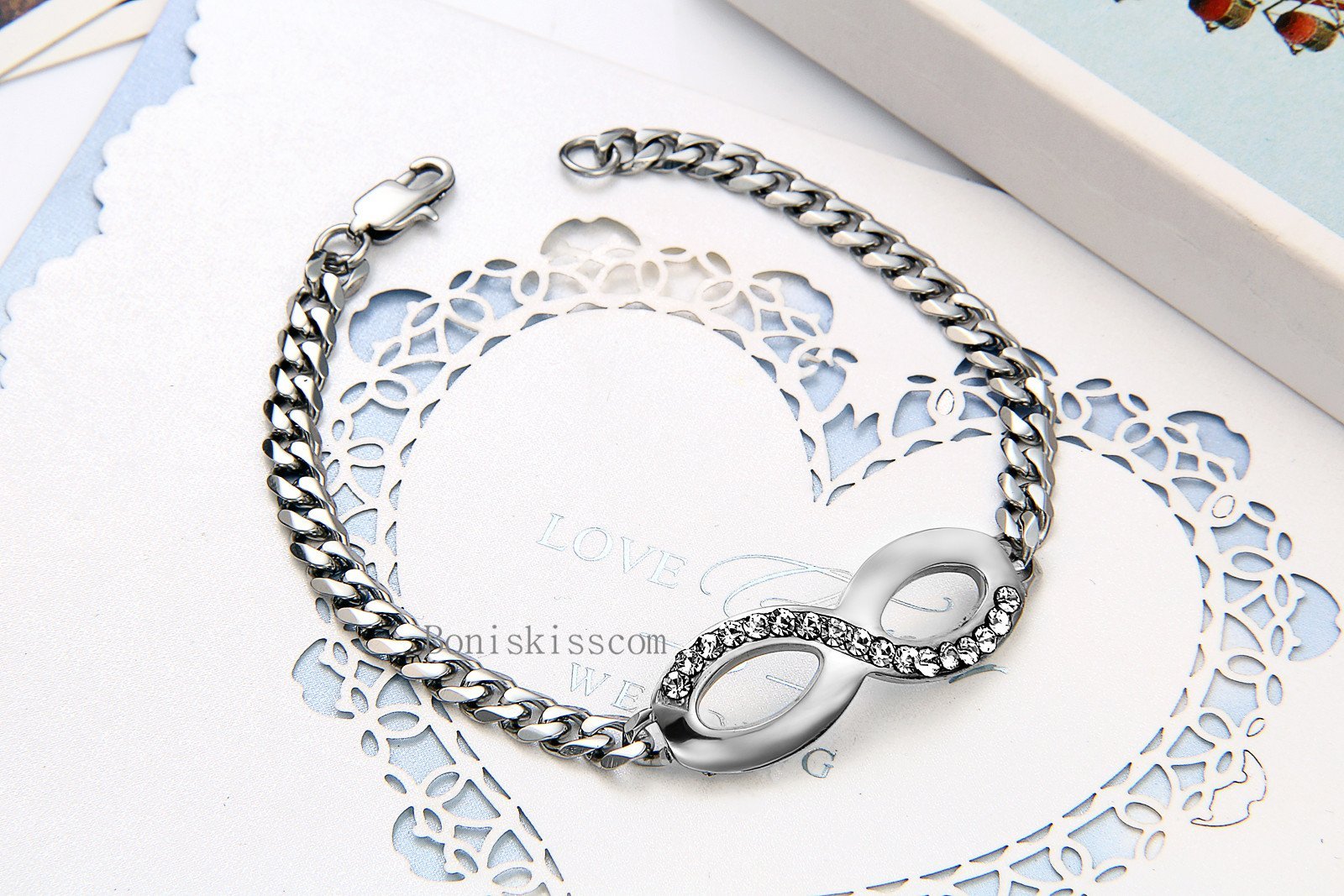 Infinity Symbol Charm Braided Chain Stainless Steel Bangle Bracelet Women’s Gift