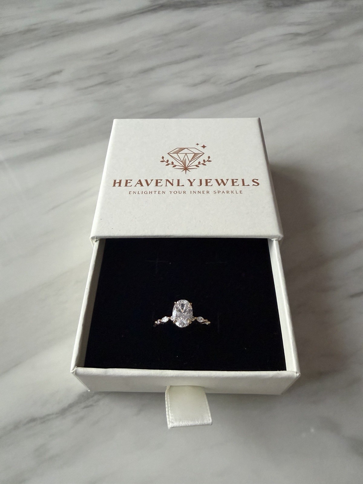 18k Gold Plated 925 Sterling Silver Filled Elliptical Cubic Zirconia Ring