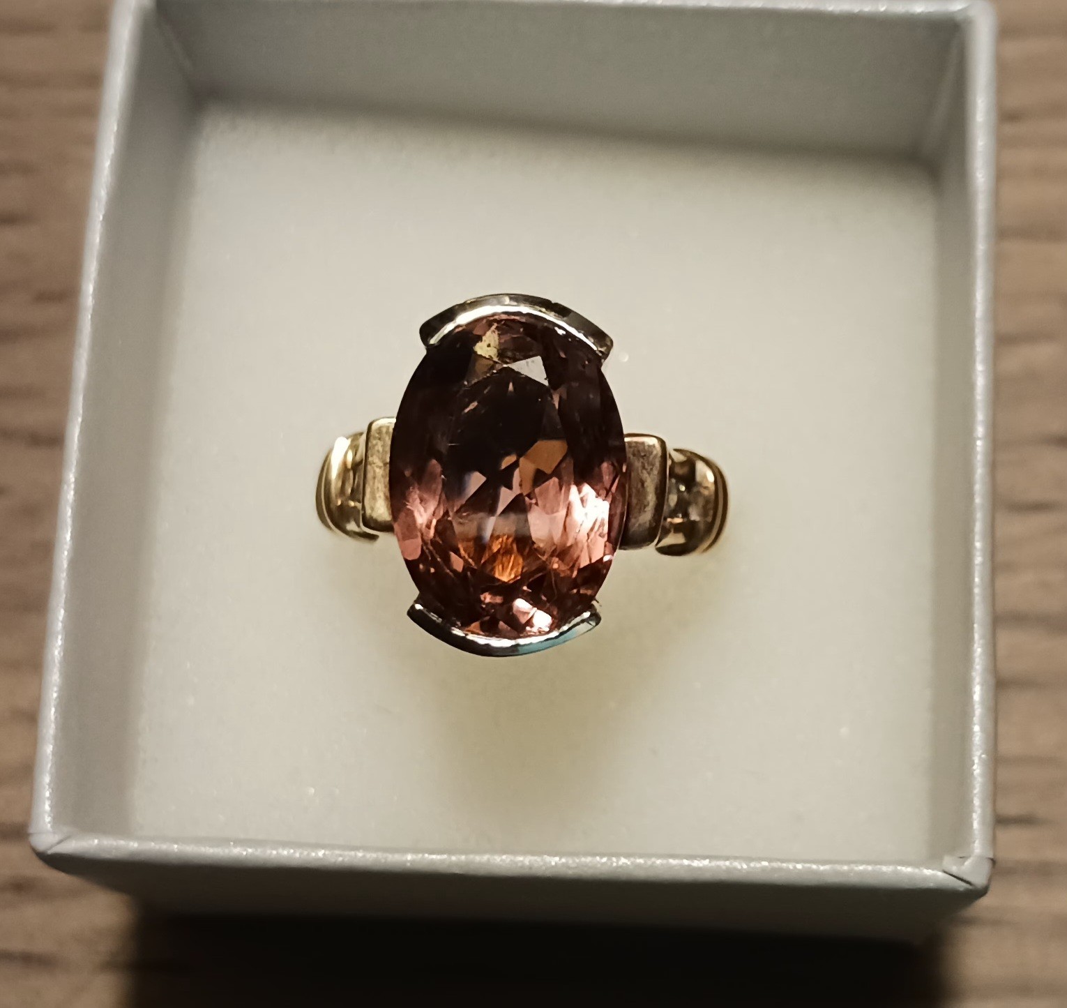 14k gold pink tourmaline ring with diamonds size 8