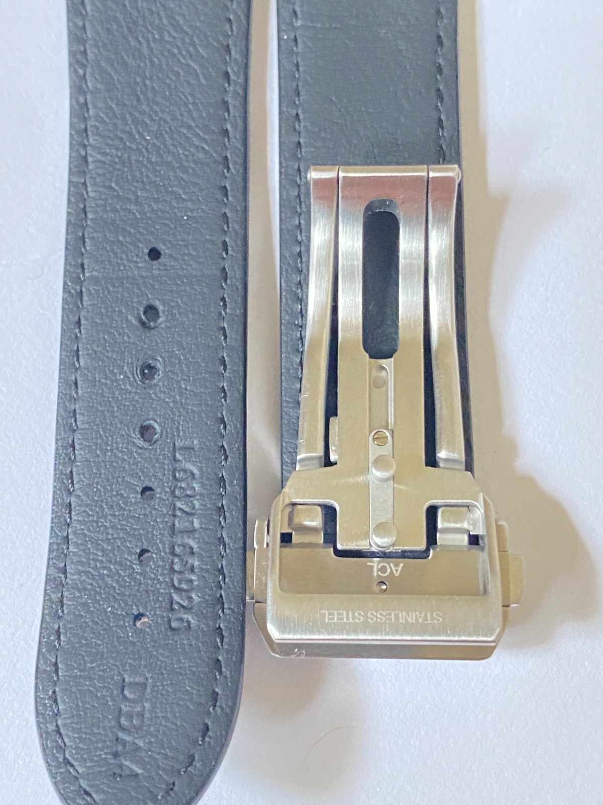 22-18 mm mm black easy fit leather strap with deployment buckle for Longines