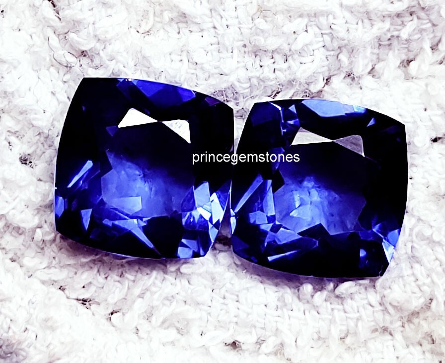 Natural Tanzanite Cushion Cut 16 Ct Pair Certified Loose Gemstone P051