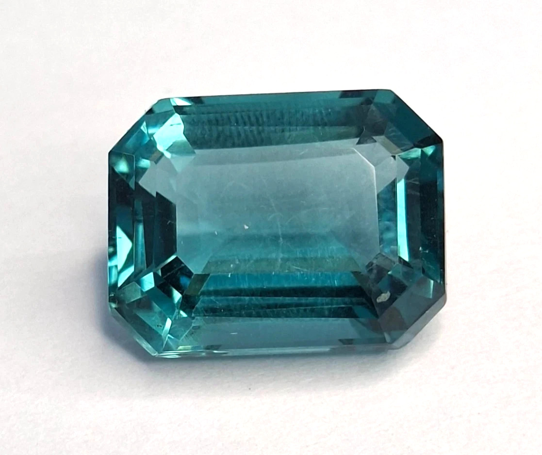 Rare Natural Bluish Green Tourmaline 11-13 Ct Emerald Cut Certified Loose Gems