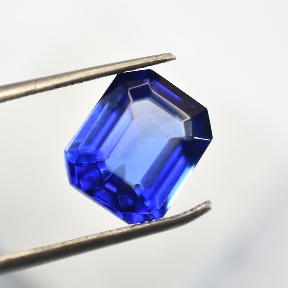 7.70 Ct CERTIFIED Myanmar Natural Blue Sapphire Emerald Cut Loose GEMSTONE