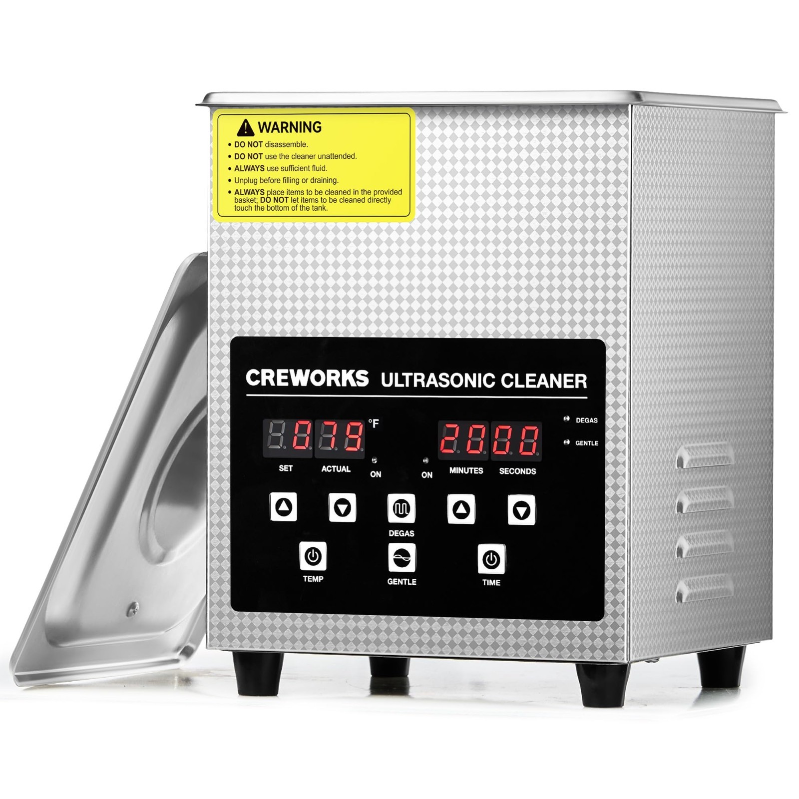 2L Ultrasonic Cleaner with Heater, Degas & Gentle Modes, 150W, 1-30 Min Timer –