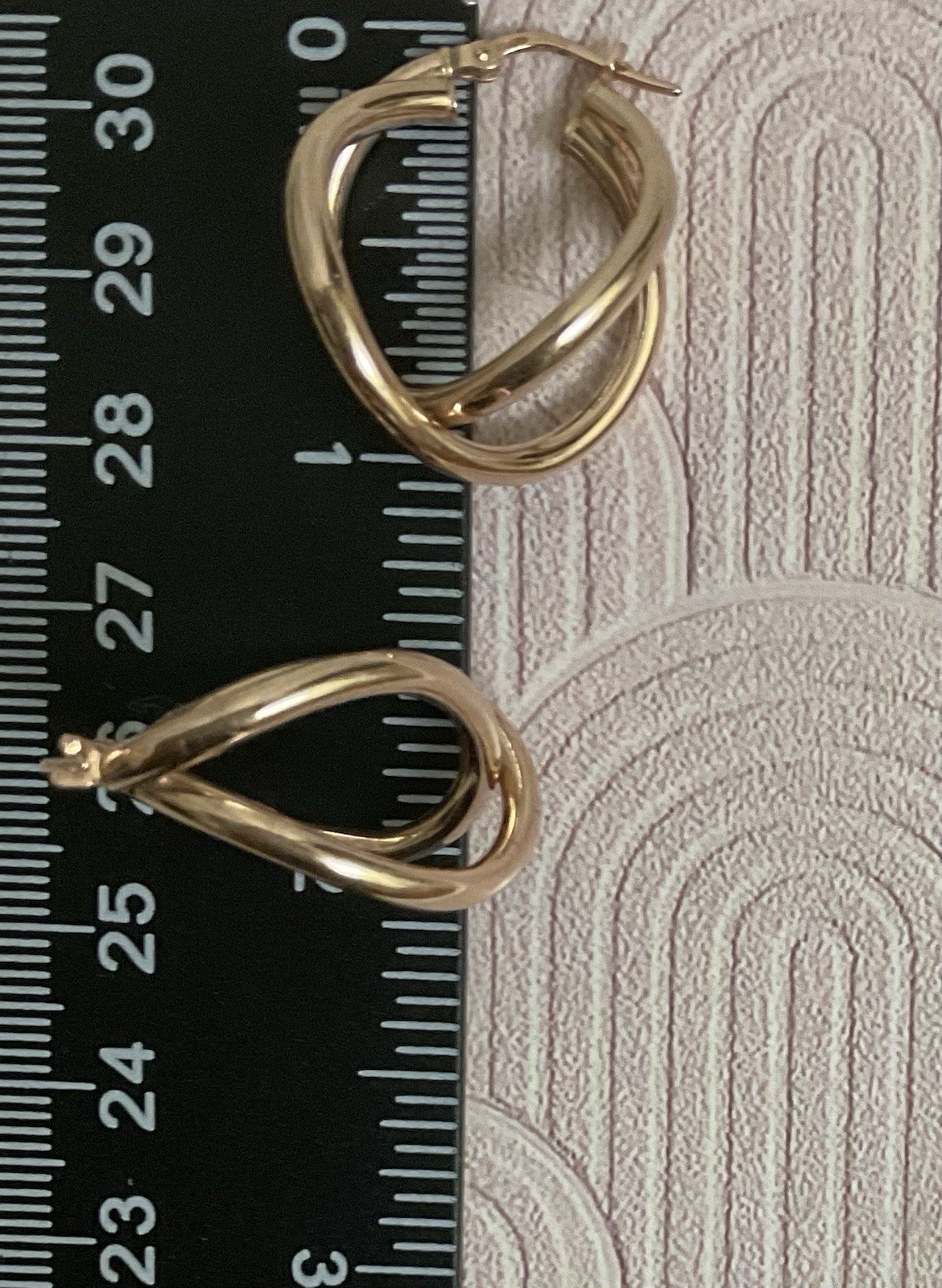 Italy 925 Sterling Silver Gold Vermeil Triple Twist Hoop Earrings Latch Back