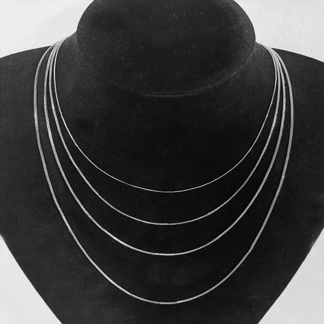 18″ 14k REAL White Gold Solid Box Link Chain Necklace with Lobster Claw Clasp
