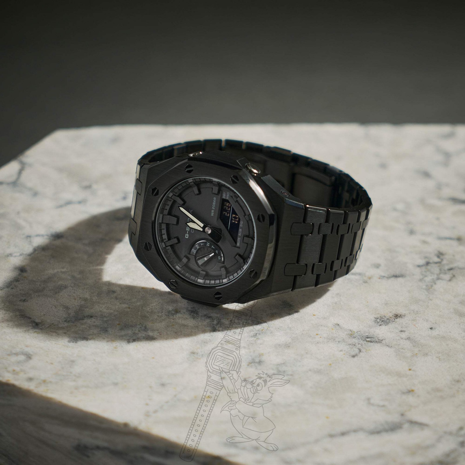 Casio GA-2100 G-Shock Watch – Black Metal Case Mod – Black Dial