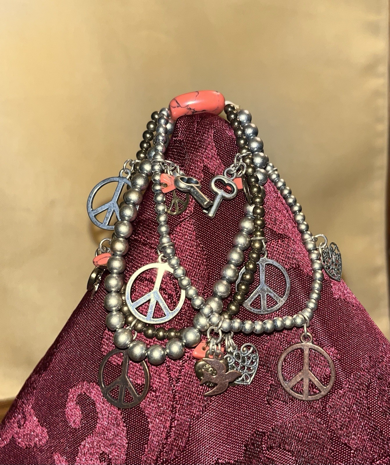 Vintage Bohemian multi-strand Charm Bracelet by Lucky Brand Silver-tone