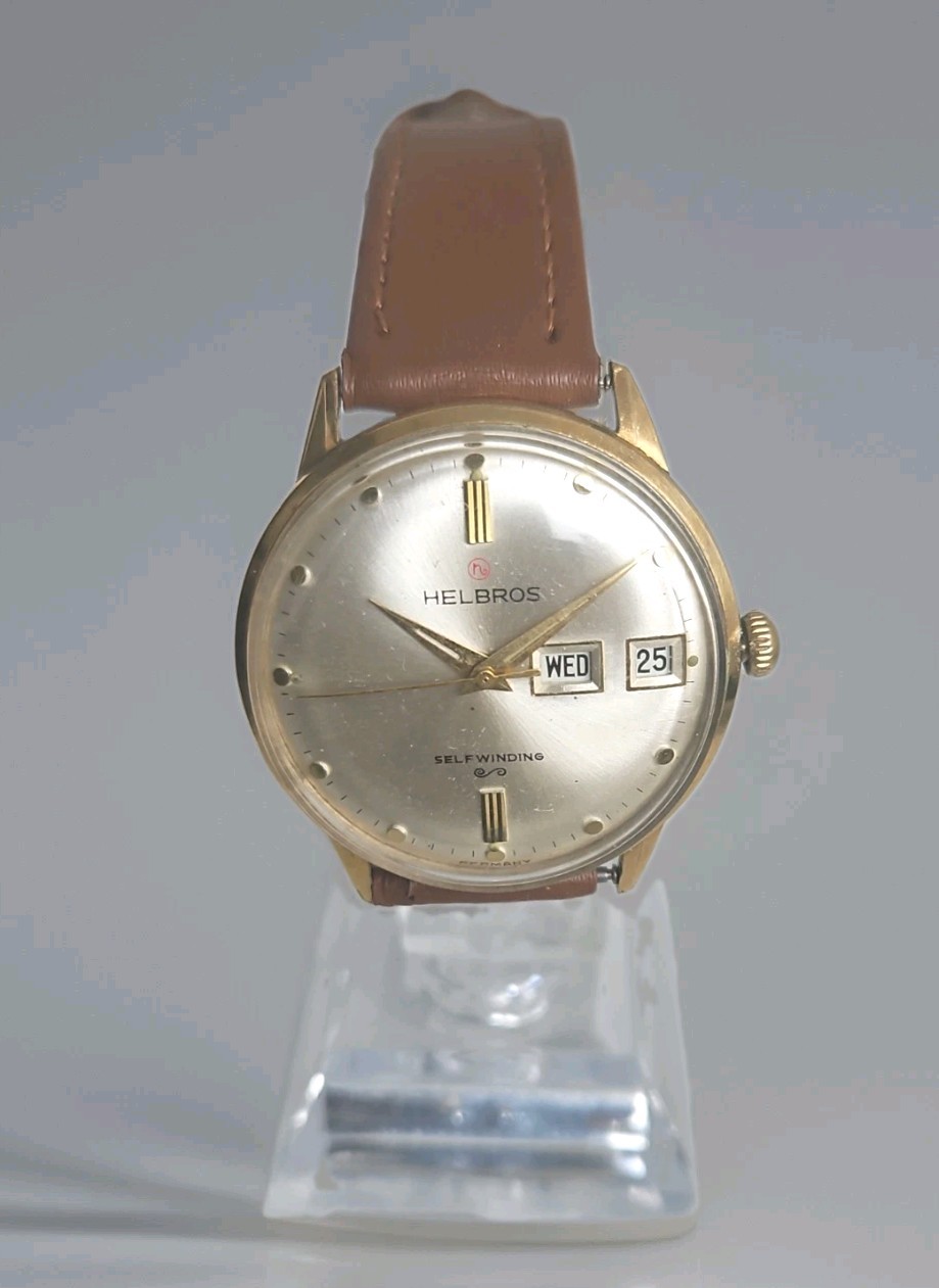 Vintage Helbros Swiss Automatic Day Date Selfwinding Men’s Watch Gold Plated…