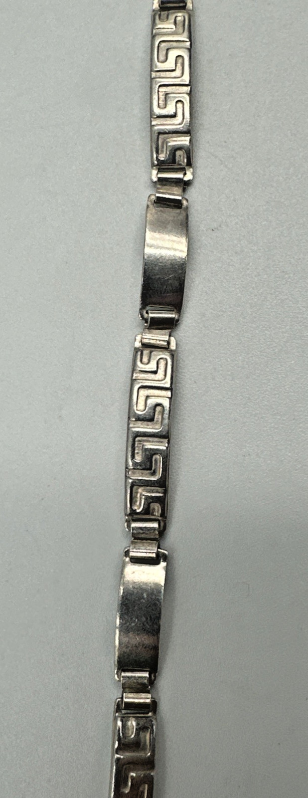 925 Sterling Silver Stampato Greek Key Link Bracelet Italy 8 Inches