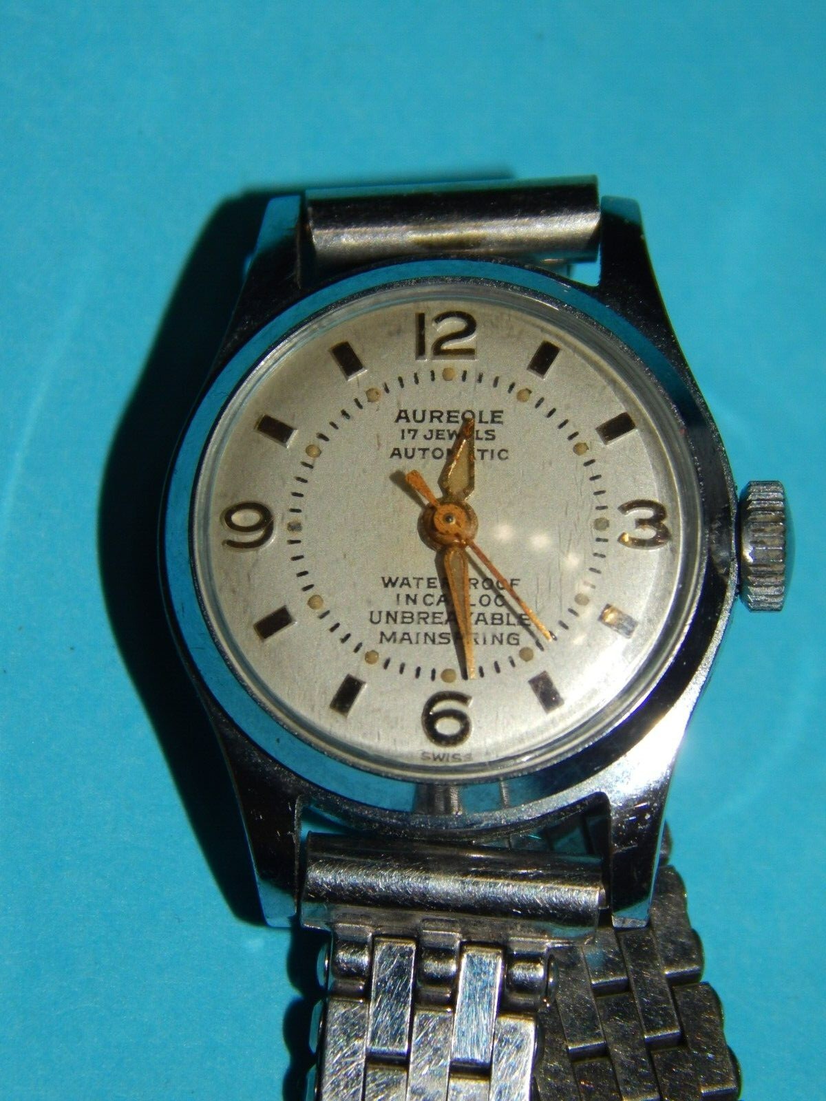 Vtg Aureole Mechanical Watch, Needs Repair; 10k Gold Filled Bracelet by Kreisler
