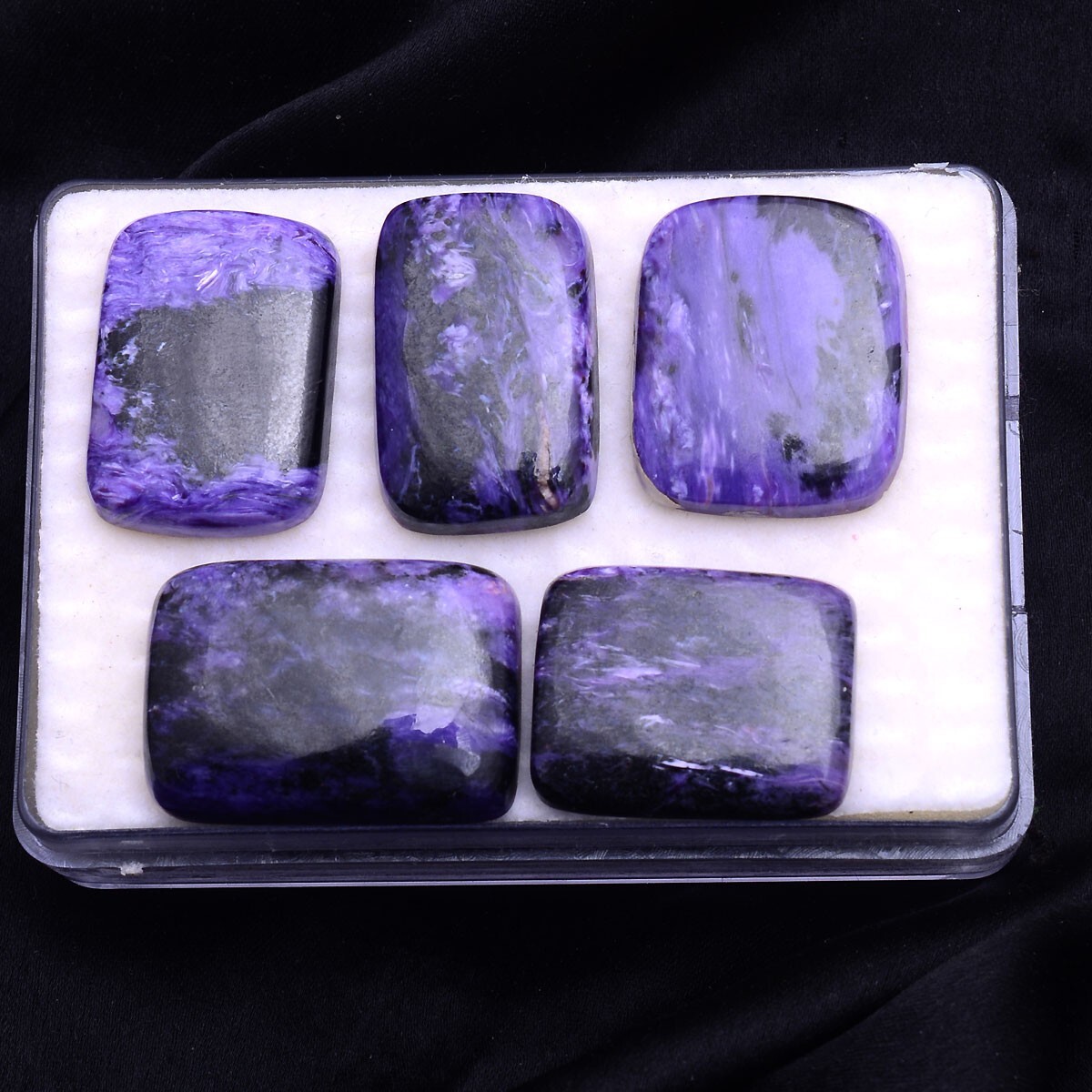 5 Pcs Natural Purple Charoite 27mm-30mm Cabochon Untreated Loose Gemstones Lot