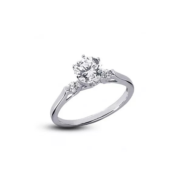 3-Stone Engagement Ring 14K Gold Classic 0.93 CT Round Lab-Grown Diamond E SI1