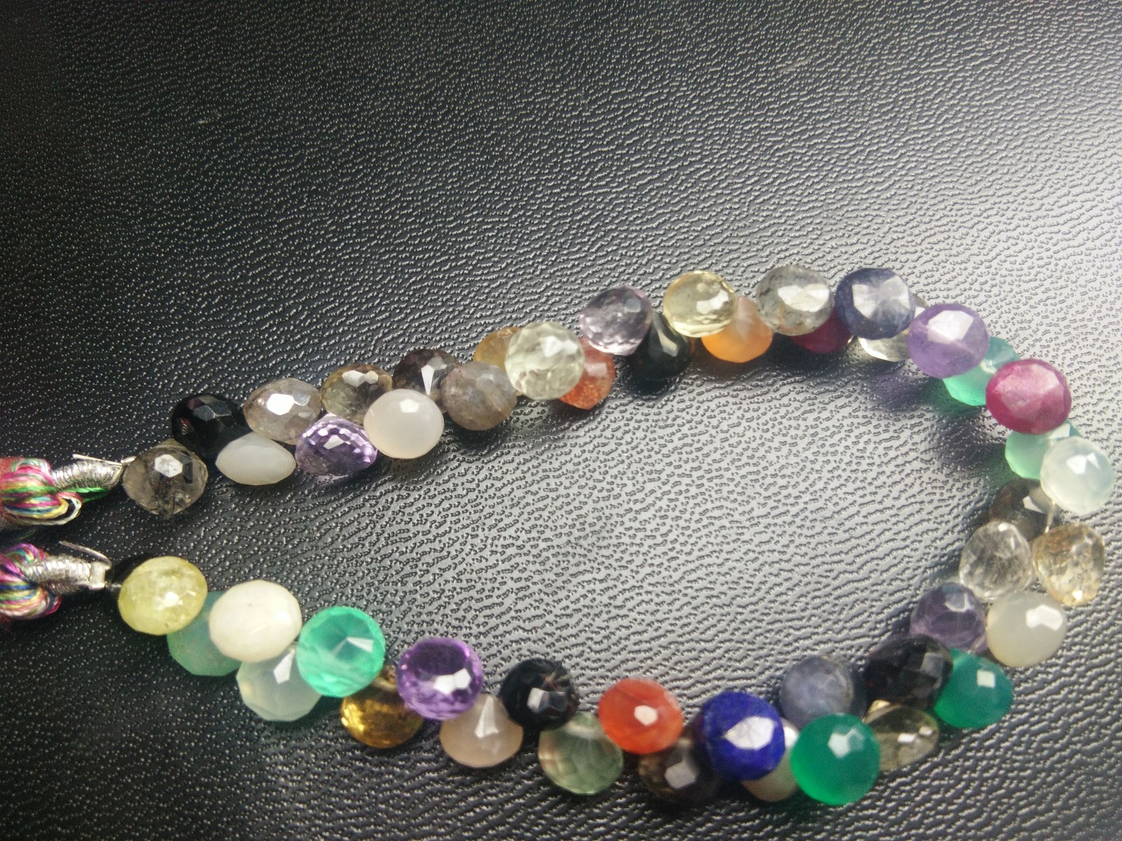 MULTI COLOUR MIX FACETED ONION BRIOLLETE BEADS 7-8 MM GEMSTONE 6″ STRANDS