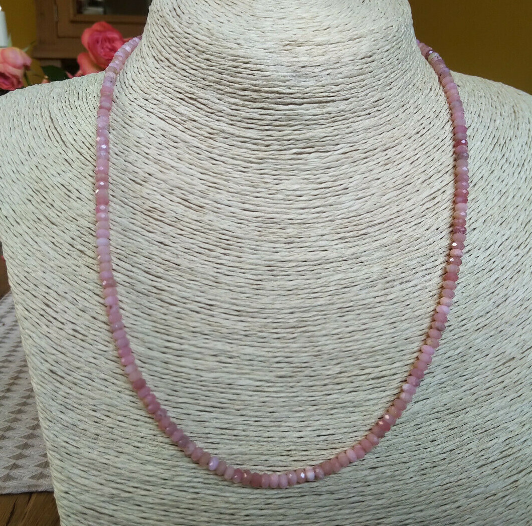 Gorgeous Faceted Pink Rose Opal Necklace 45cm +5cm Extension