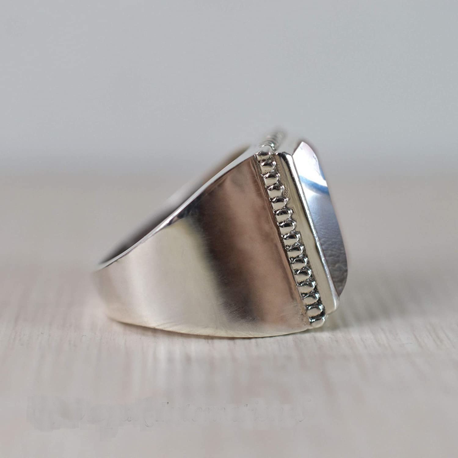Solid 925 Sterling Silver Natural Black Hematite Gemstone Gift Men’s Unisex Ring