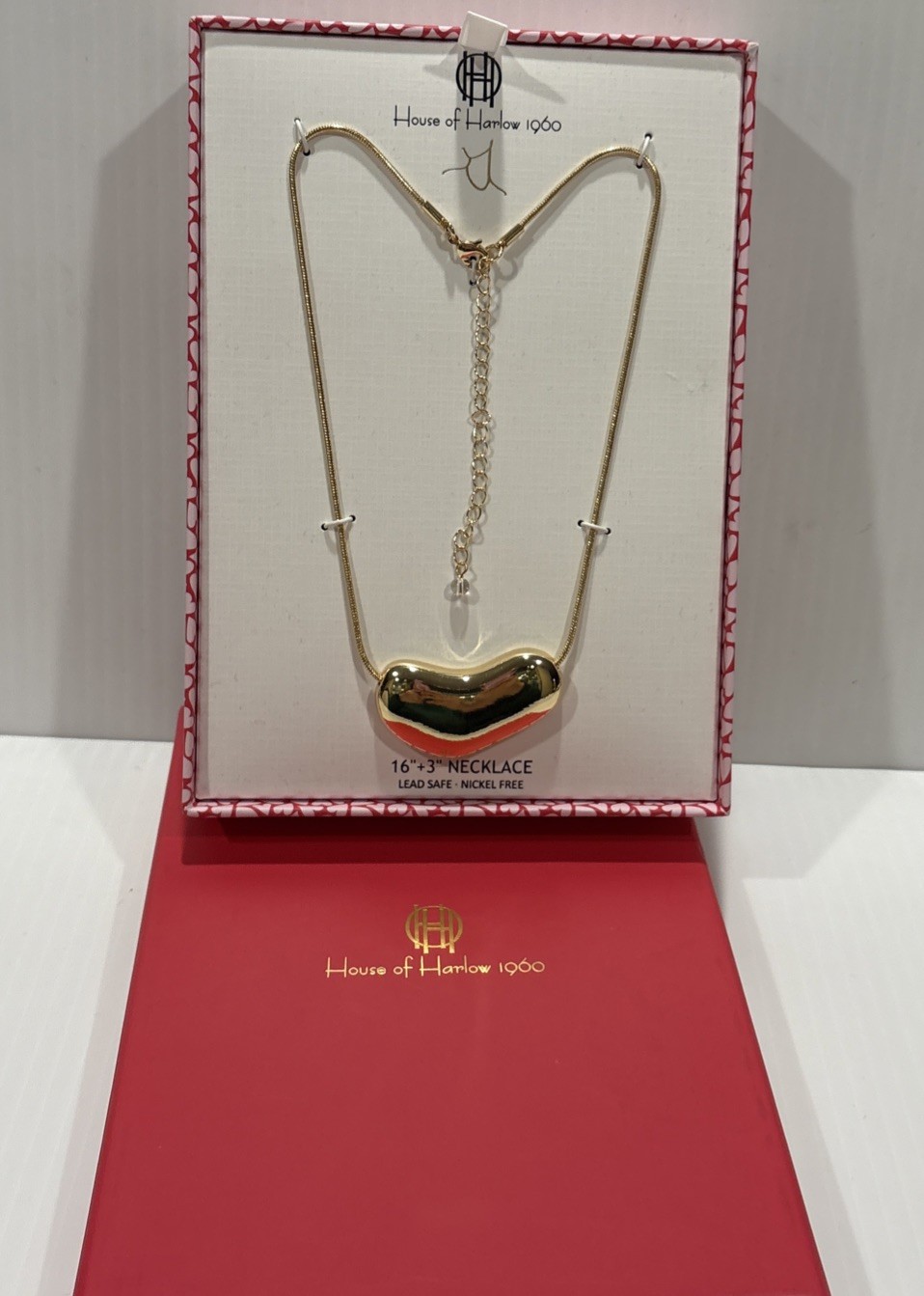 House Of Harlow 1960 Gold Bean Bold Viral Statement Necklace New In Box