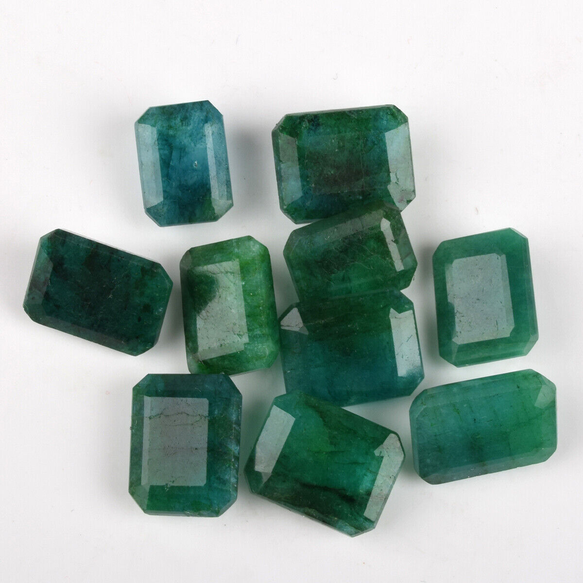 Natural Zambian Green Emerald 100 Carat /8 Pcs Faceted Cut Loose Gemstone Lots