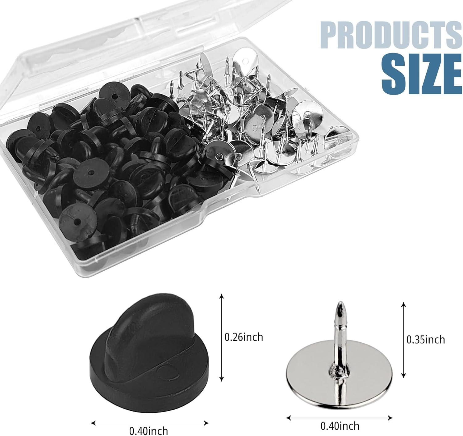 50 Pairs Pin and Backs, Backs Locking Tie Tack, Rubber Pin Backs, Tie Tacks Pins