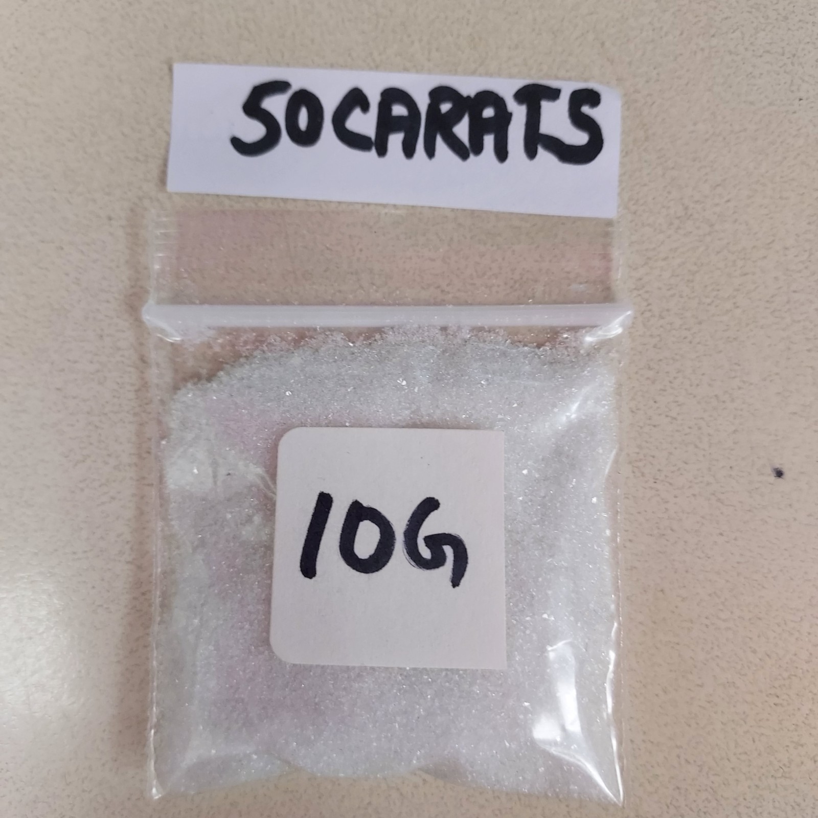 50.00 Cts / Carats / 10 grams REAL White Diamond Dust / Powder. Good Deal!