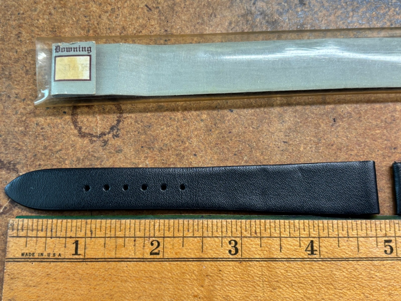 Vtg 18mm DOWNING ITALY brown 11/16 CALF SKIN watch band 2pc strap Men