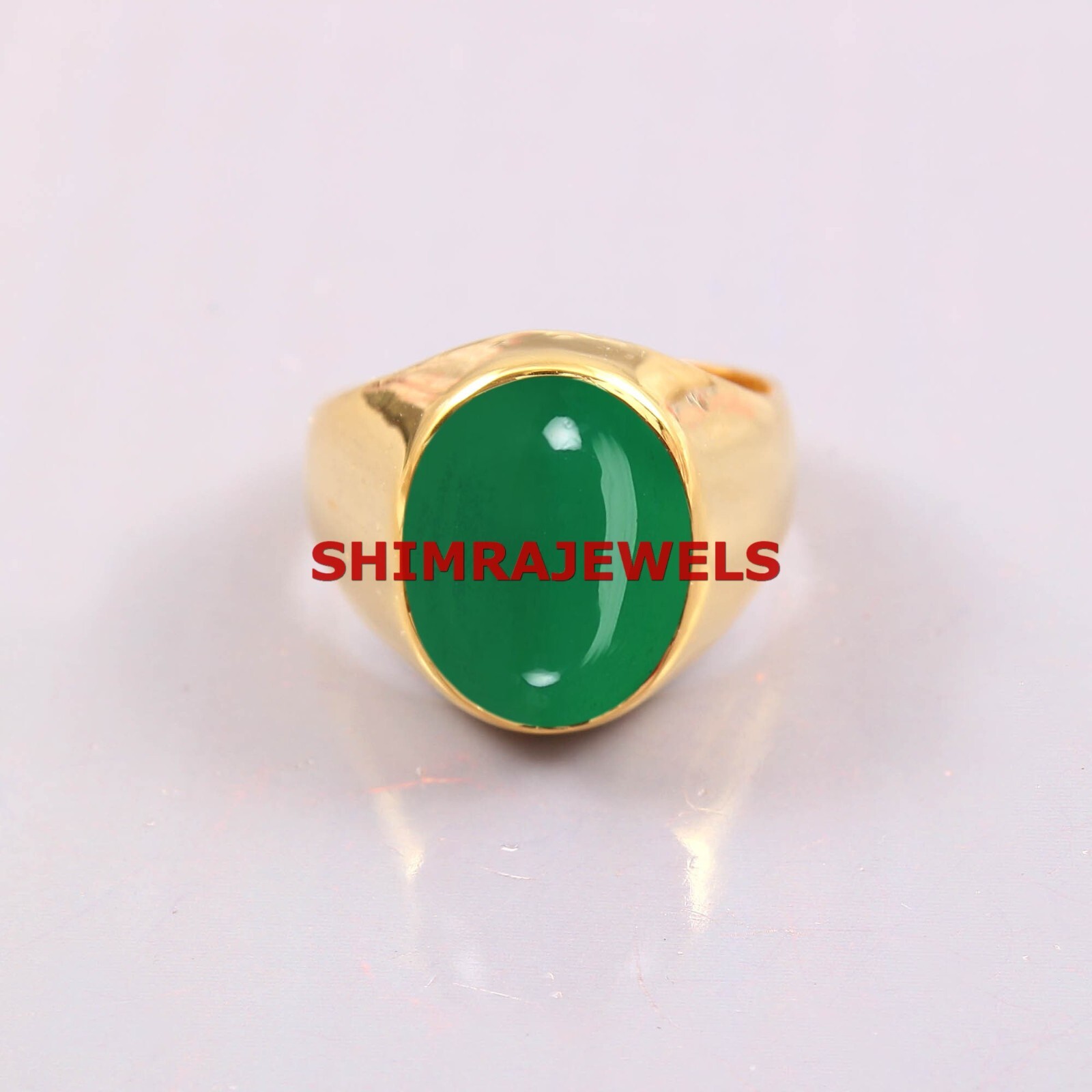 Natural Green Onyx Gemstone With Gold Plated 925 Sterling Silver Men Ring #1013