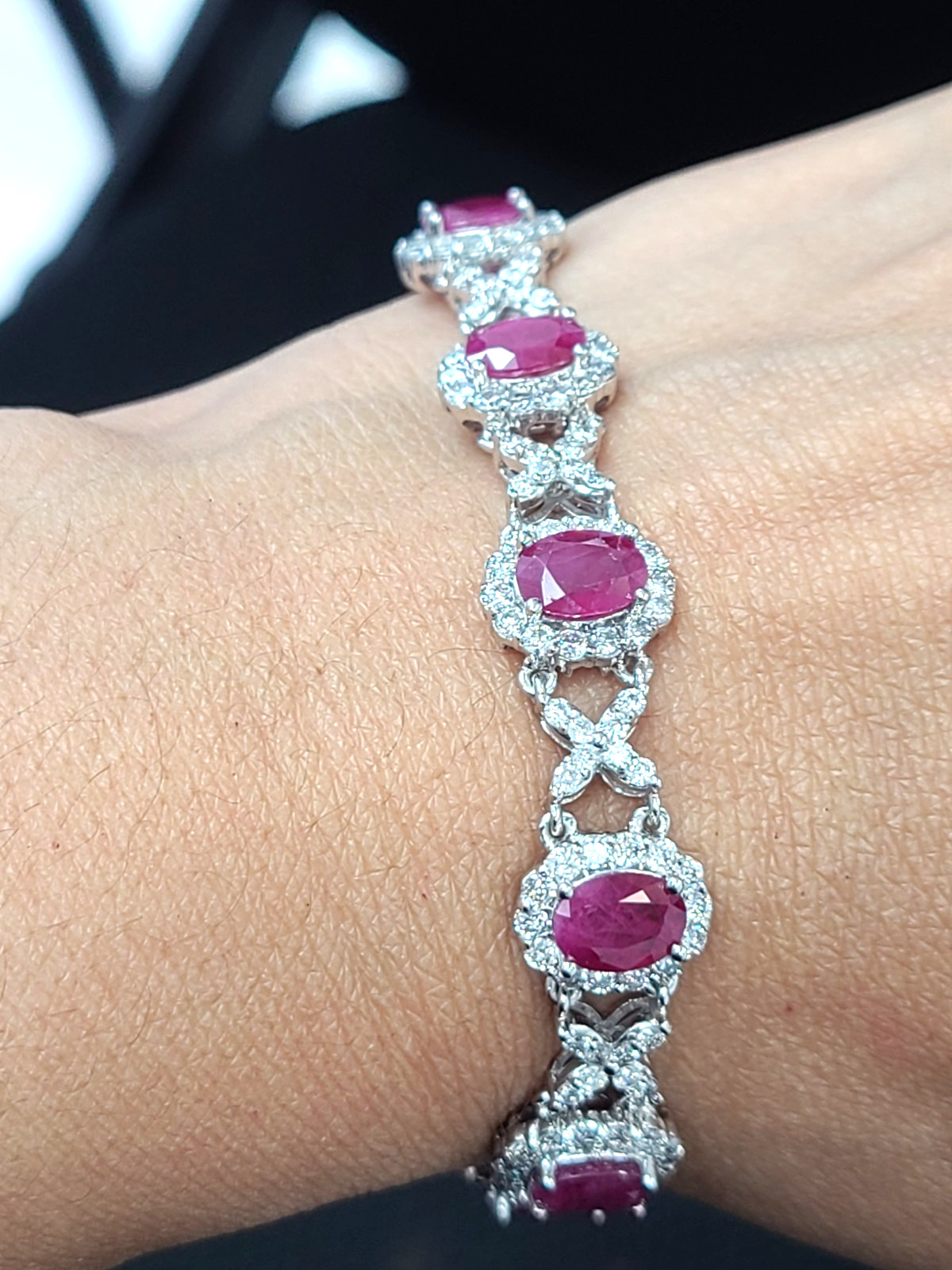 Deal! 14.60CTW Natural Genuine Red Ruby Diamonds Tennis Bracelet 14K White Gold