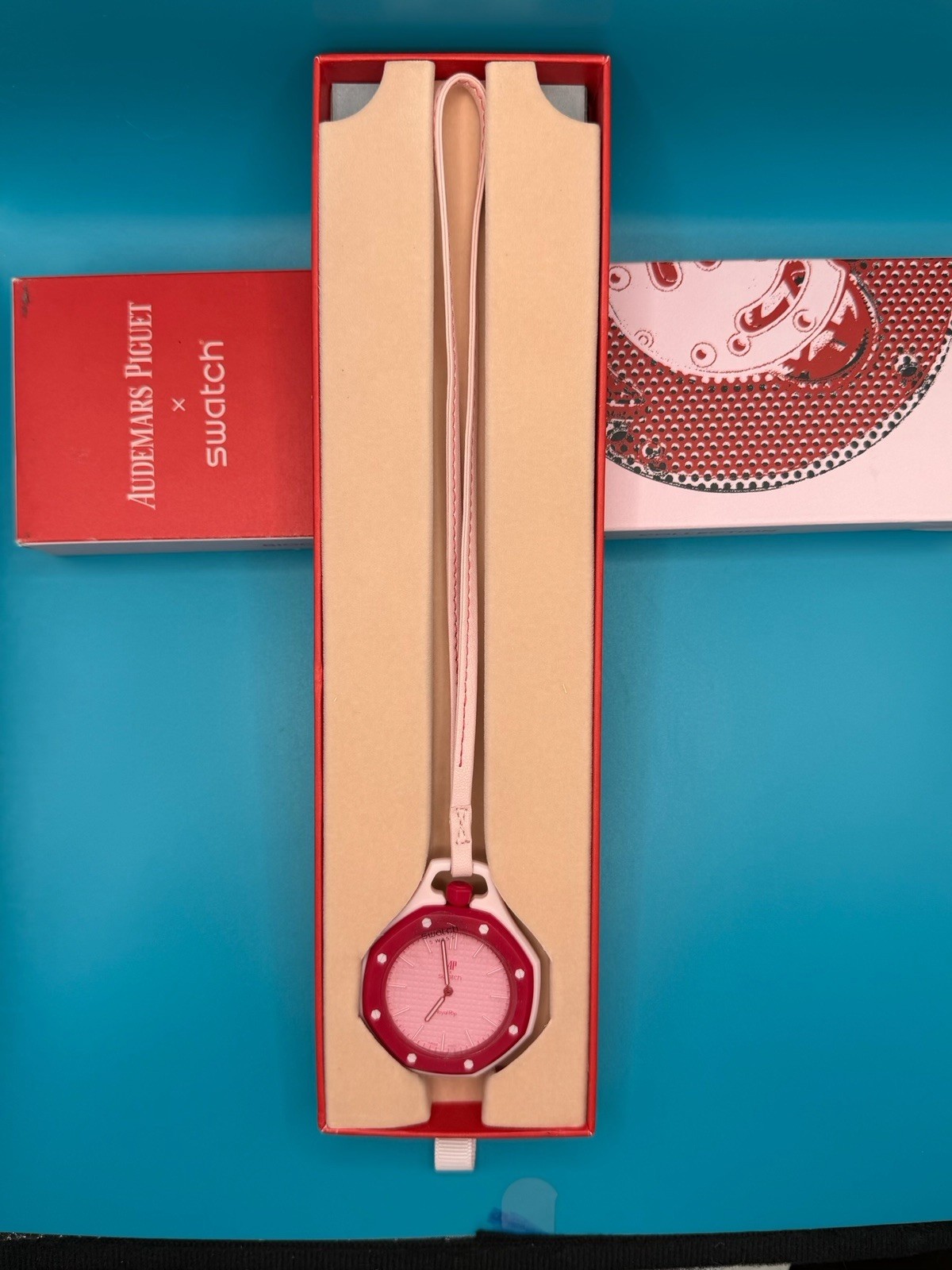 Audemars Piguet x Swatch Royal Pop Otto Rosso Pink Bioceramic Quartz Pocketwatch