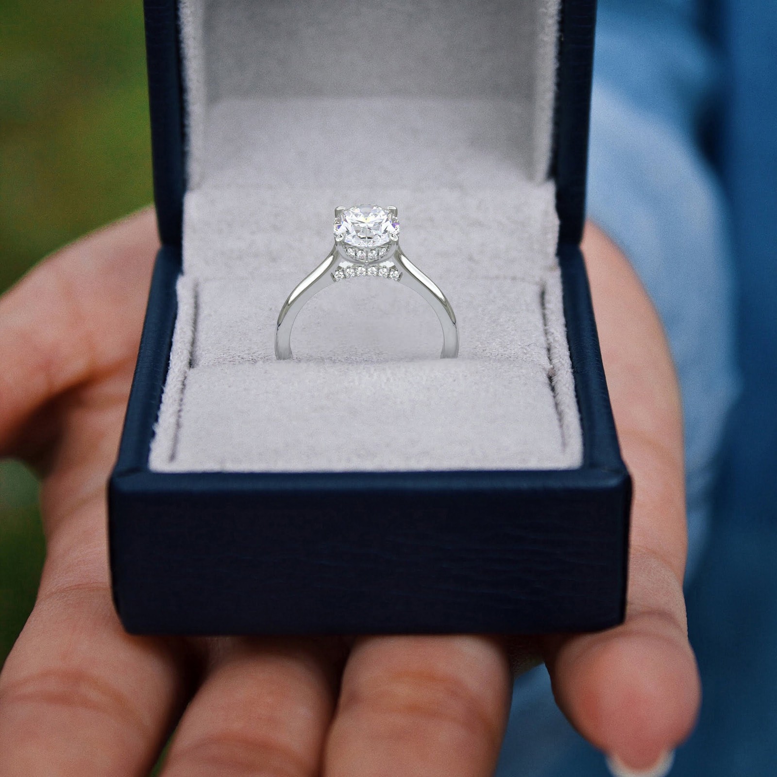 1.15 Ct Oval Cut Diamond Engagement Ring VS2 E White Gold 14k