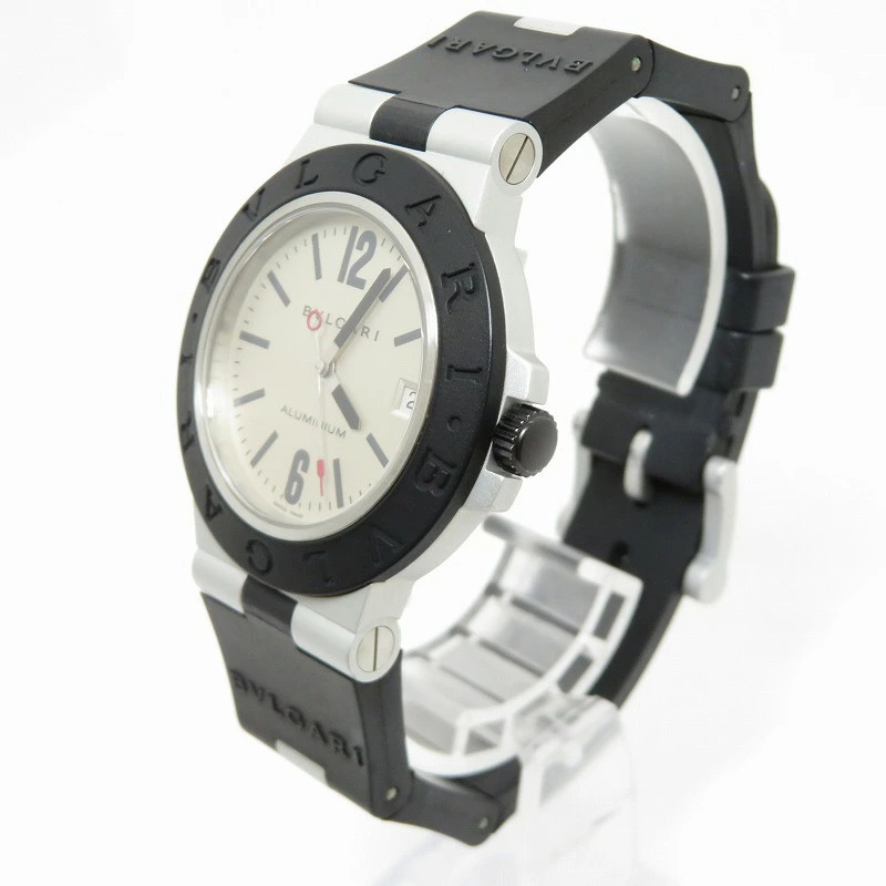 BVLGARI Bvlgari Aluminum AL38A Black Case Size 4.1cm Unisex Used Watch #71015