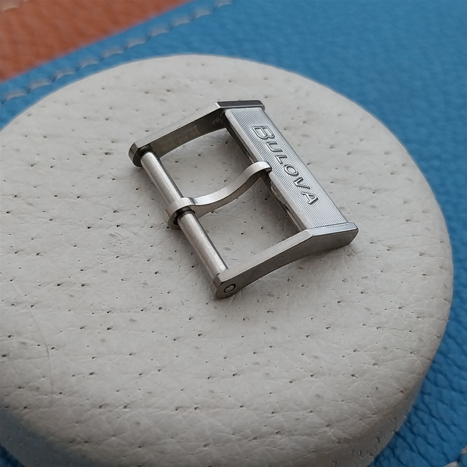 16mm Vintage Bulova Logo Silver-Tone Unused Watch Strap Buckle