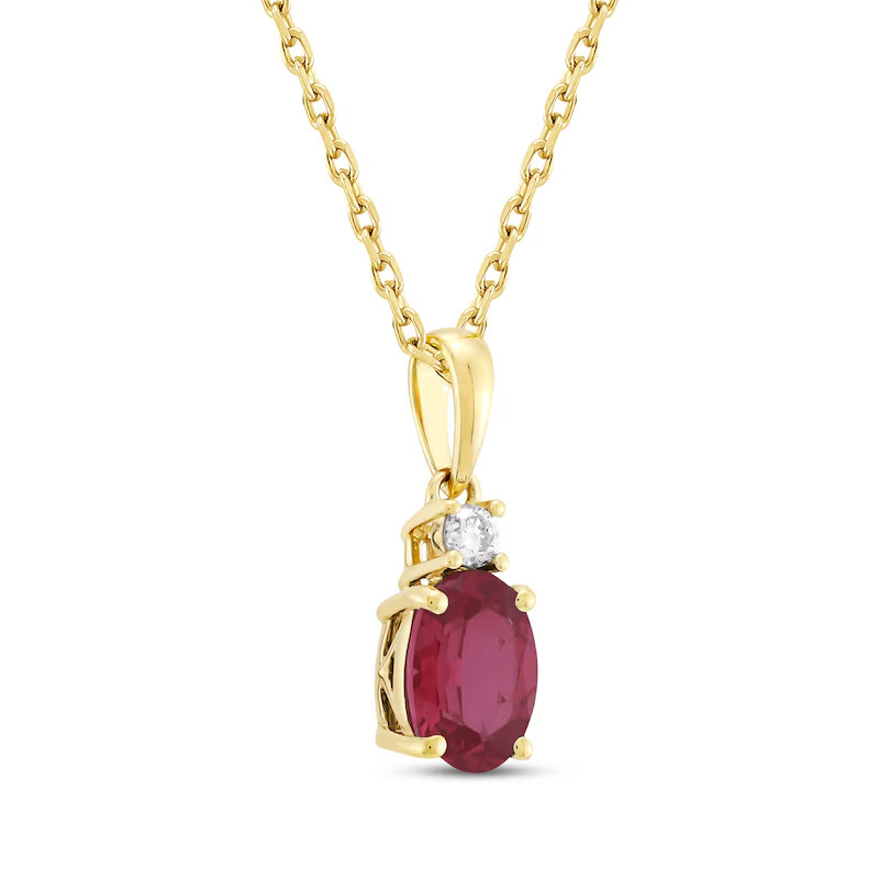 Kay Jewelers Ruby & Diamond Necklace Solid 10K Yellow Gold 2 grams Retail $479