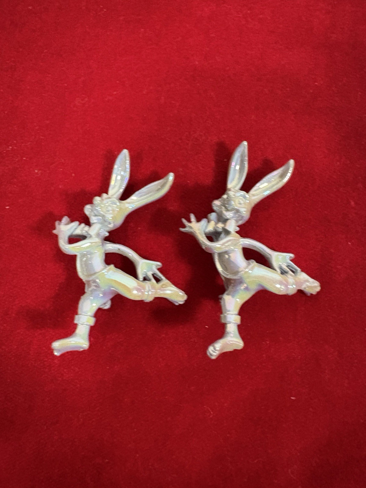 Two Small Vintage Whimsical Blue Bunny Rabbit Brooch Pin