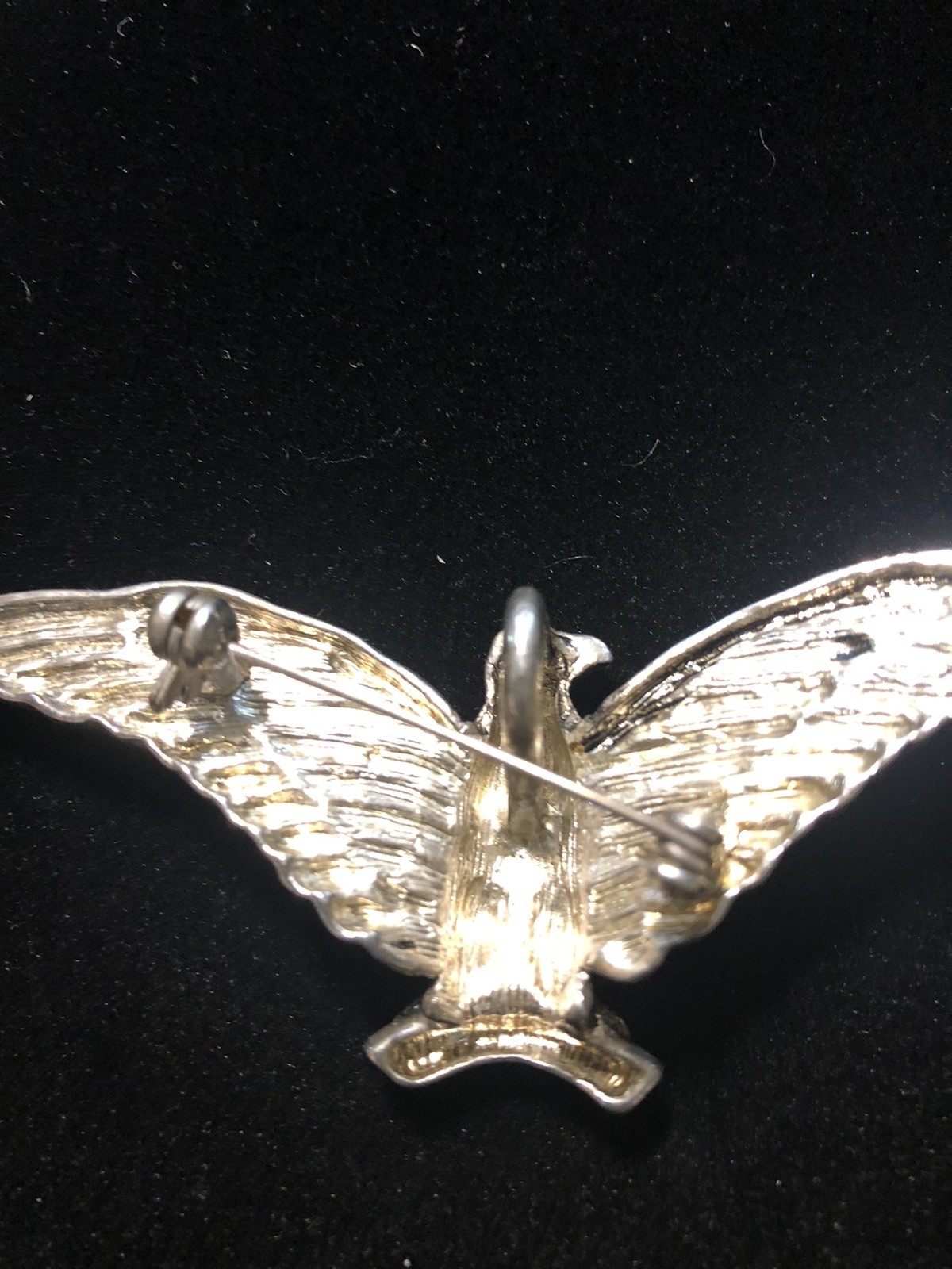 VTG. SILVERTONE AMERICAN EAGLE BROOCH PENDANT 3.5″ X 1.25″