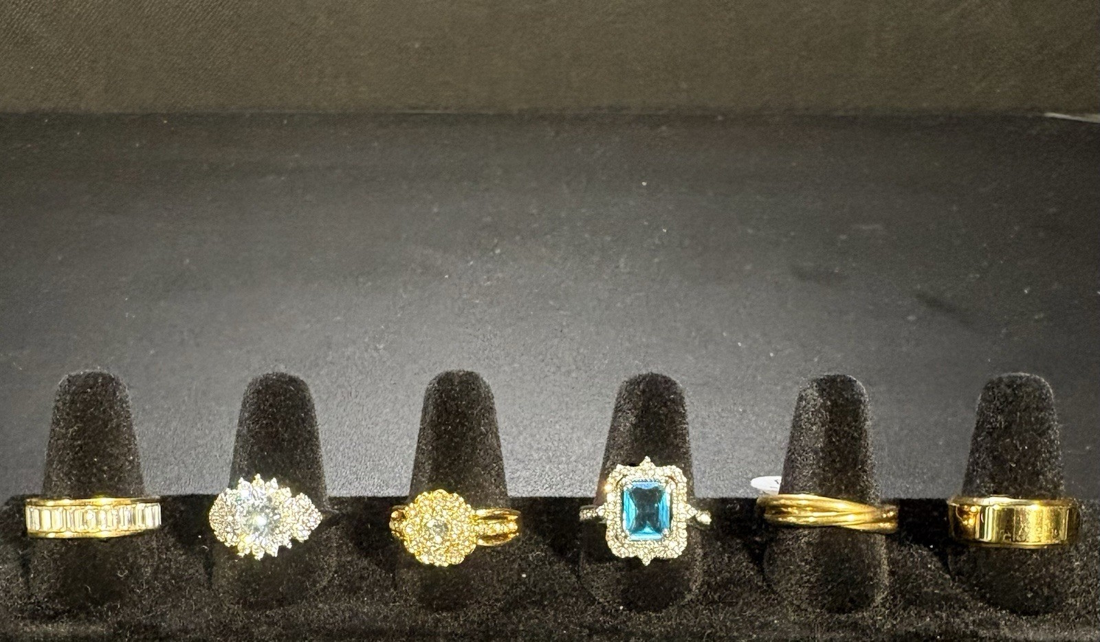 Lot of 6 NICE! White & Gold 14k Plate on SS Rings w/ AAA CZ’s size 8 Ships Free!