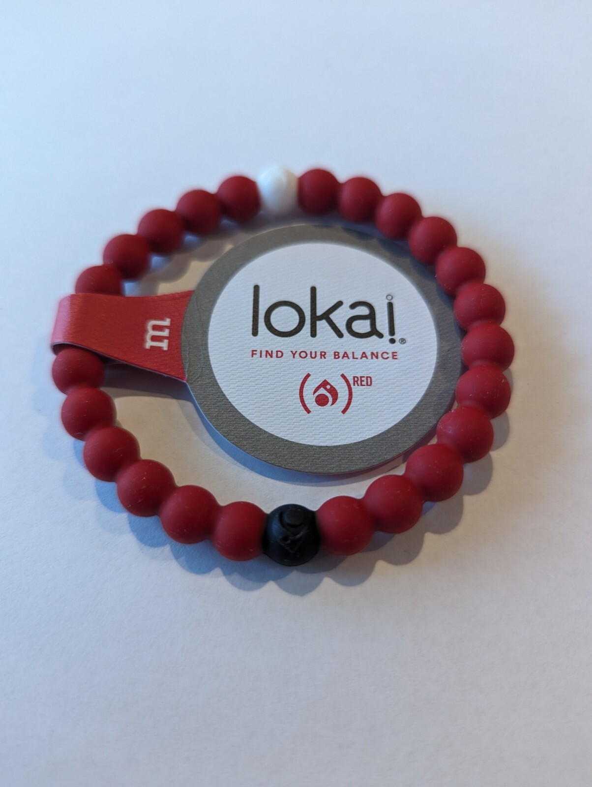 ONE NEW Lokai Bracelet RED Medium Find Your Balance