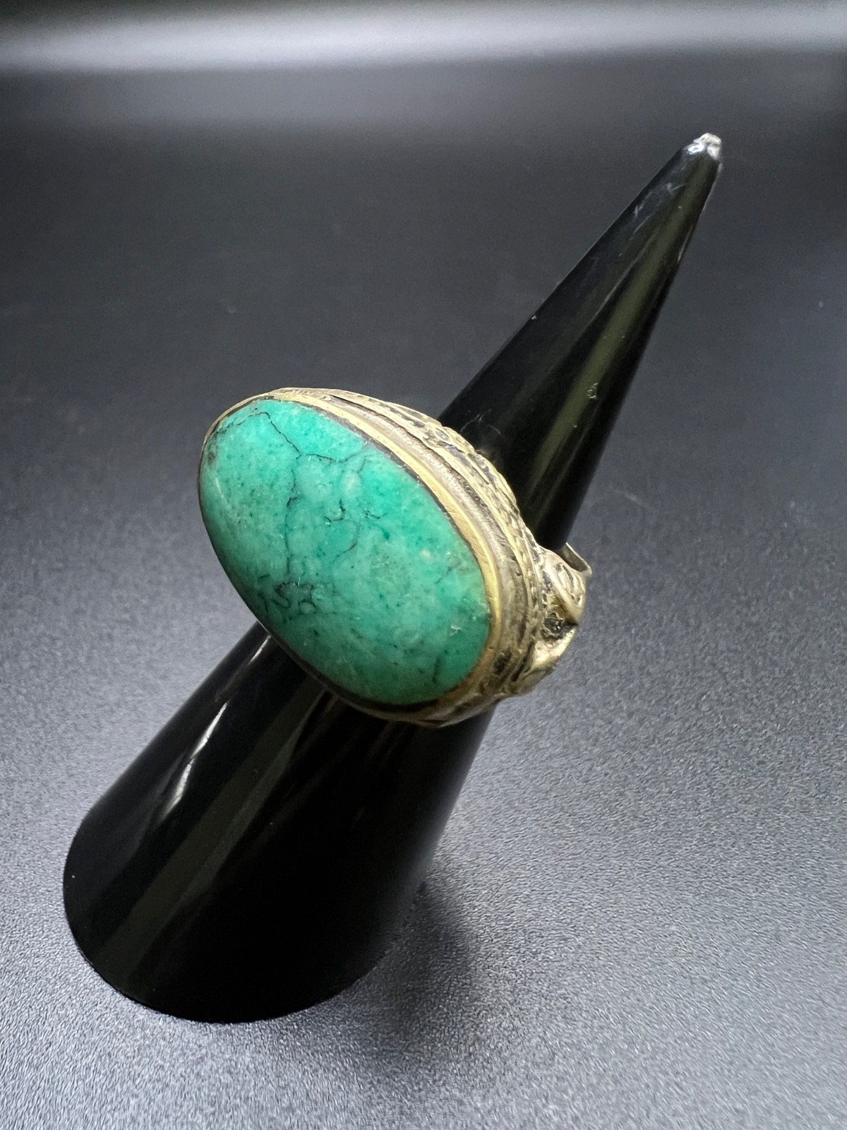 Rare antique Afghan Turquoise Stone Statement Ring US Size 7.25 | Handcrafted