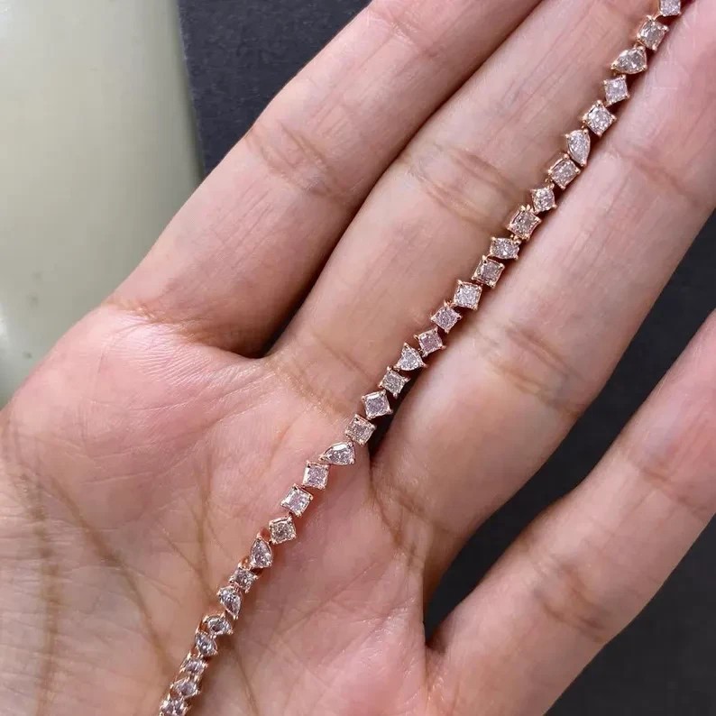 9.5 Ctw Multi-cut Created Diamond Tennis Bracelet 14K Rose Gold Plated 7.5 Inch