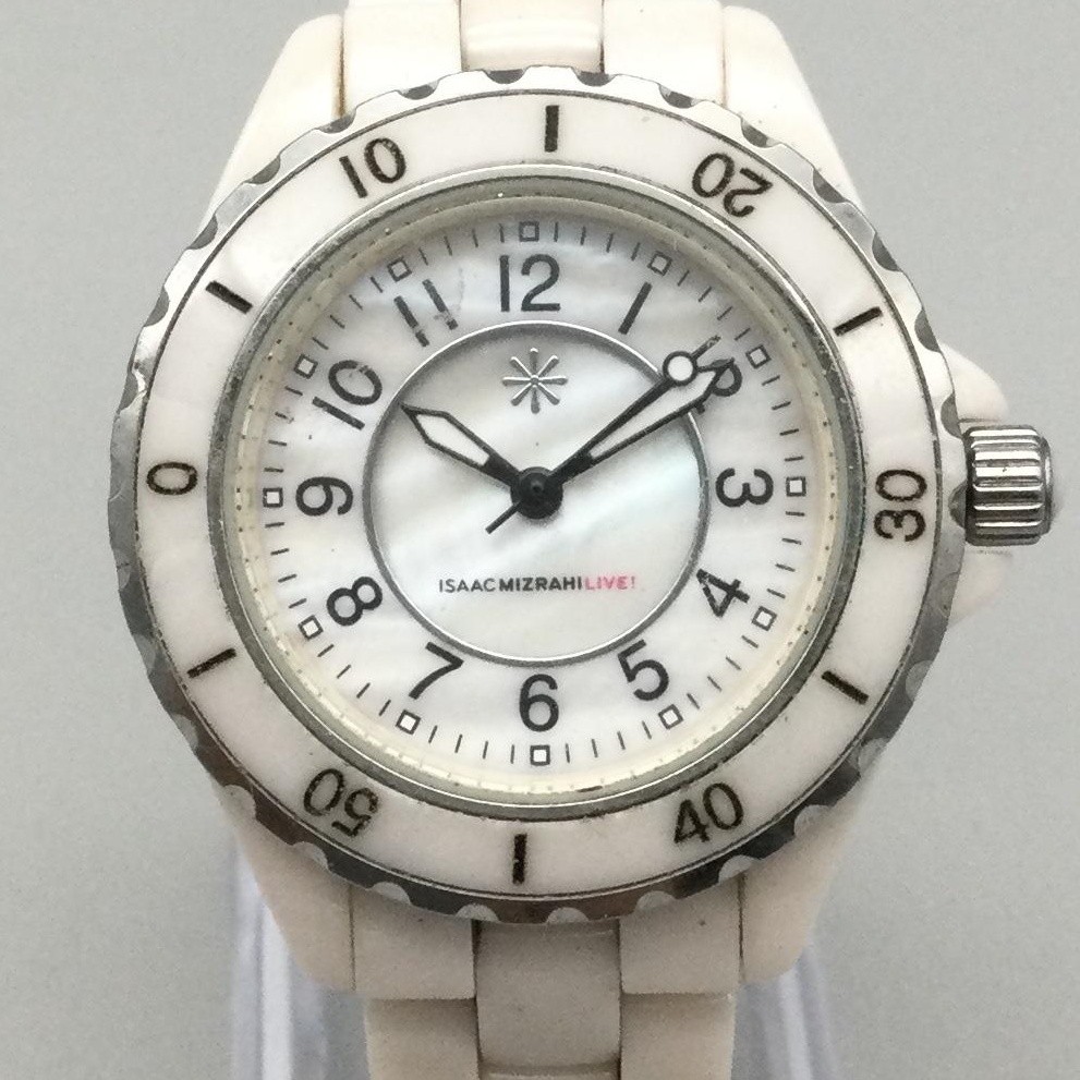 Isaac Mizrahi Live Womens Watch 34mm MOP Dial Ceramic Bracelet New Battery 6.5″